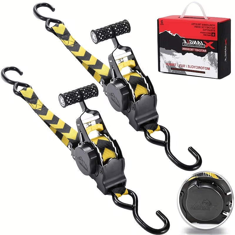 Auto-Retracting Ratchet Tie-Down Straps