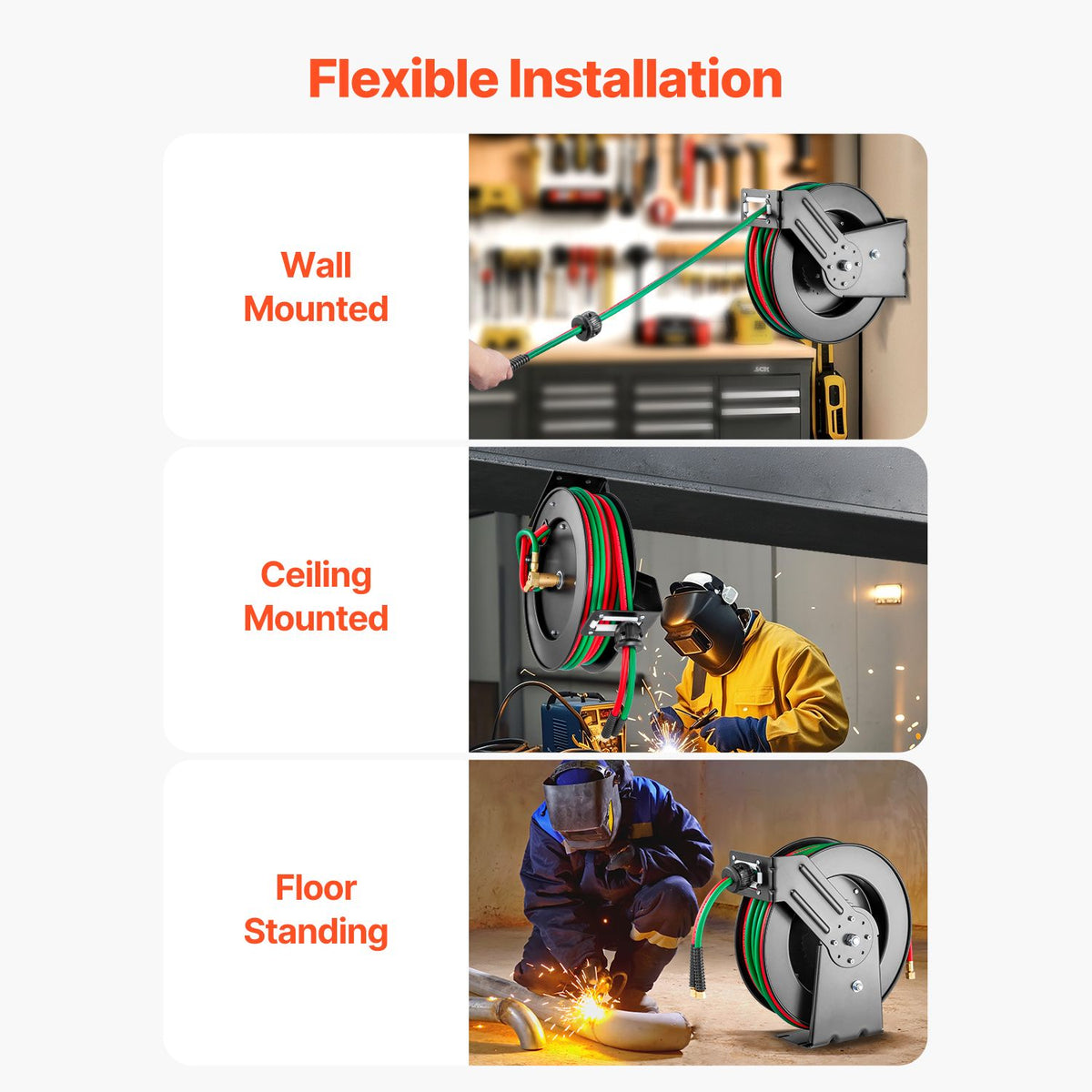 Auto-Rewind Twin Welding Hose Reel