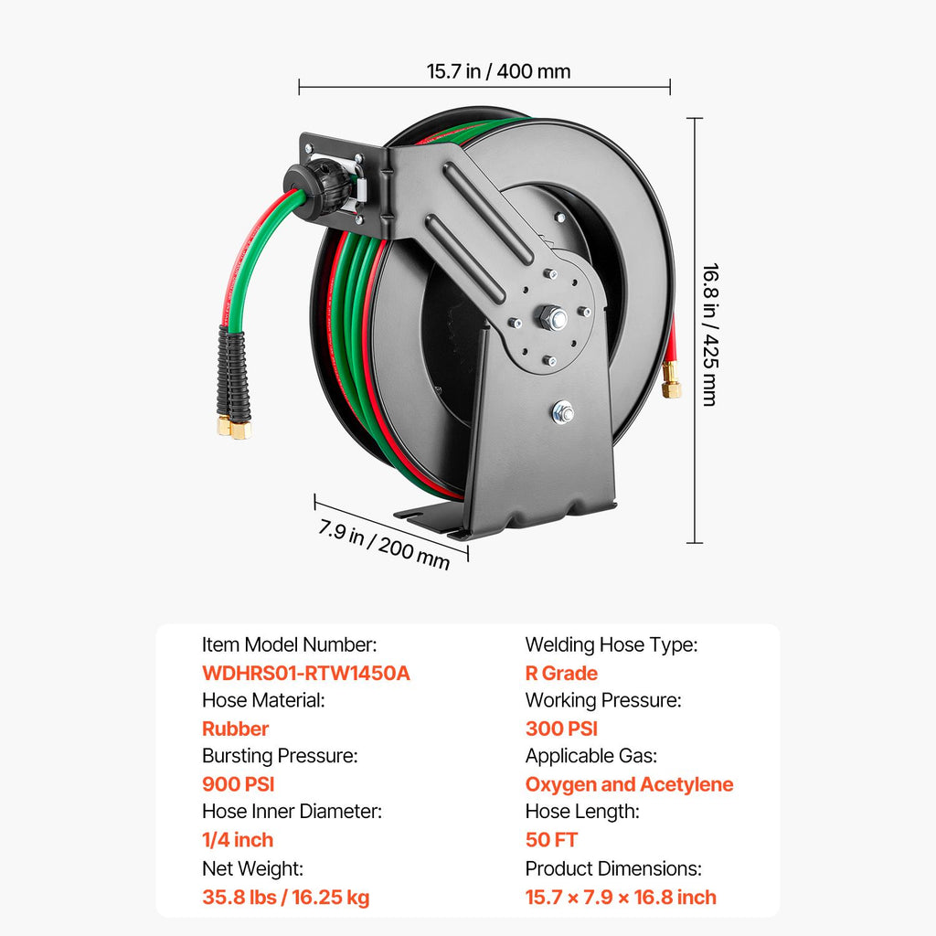 Auto-Rewind Twin Welding Hose Reel