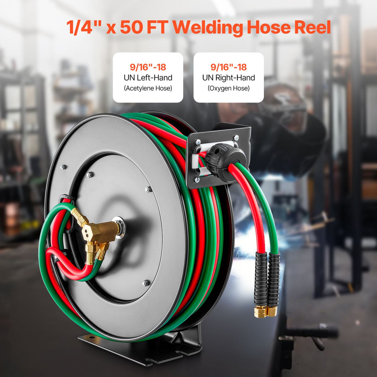 Auto-Rewind Twin Welding Hose Reel