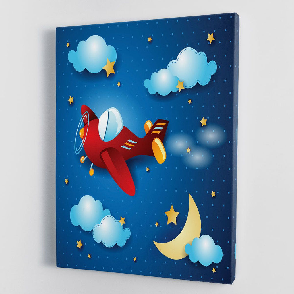 Retro airplane by night Canvas Print or Poster