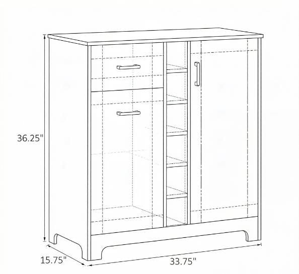 Retro Wine Cabinet Brown Sideboard Serving Bar with Glass Holders 1 Drawer for 6 Bottles
