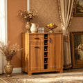 Retro Wine Cabinet Brown Sideboard Serving Bar with Glass Holders 1 Drawer for 6 Bottles