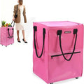 practical Rolling Shopping Tote with Wheels - Pink Medium