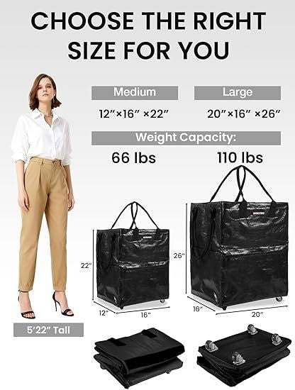 practical Rolling Shopping Tote with Wheels
