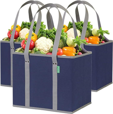 practical Reusable Grocery Bags with Box Shape for Easy Standing