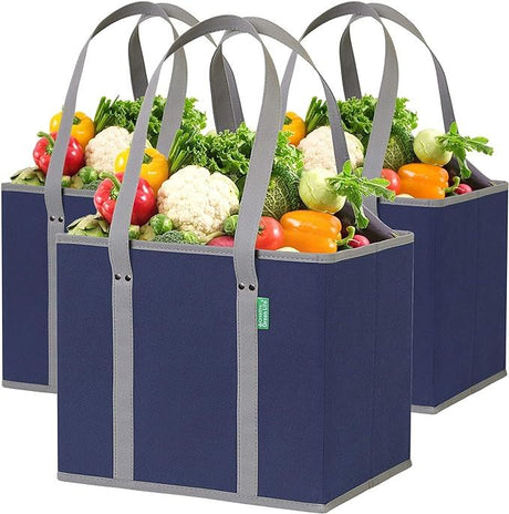 practical Reusable Grocery Bags with Box Shape for Easy Standing