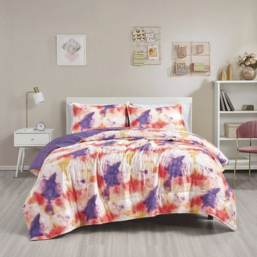 Reversible Watercolor Tie-Dye Bedspread Set