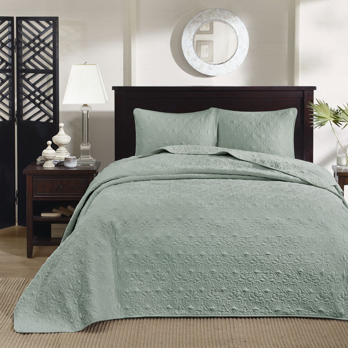 Seafoam Reversible Twin Bedspread Set