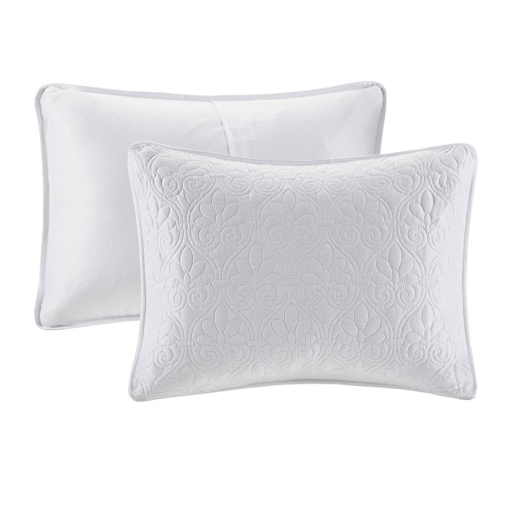 White Reversible Quilted Bedspread Set