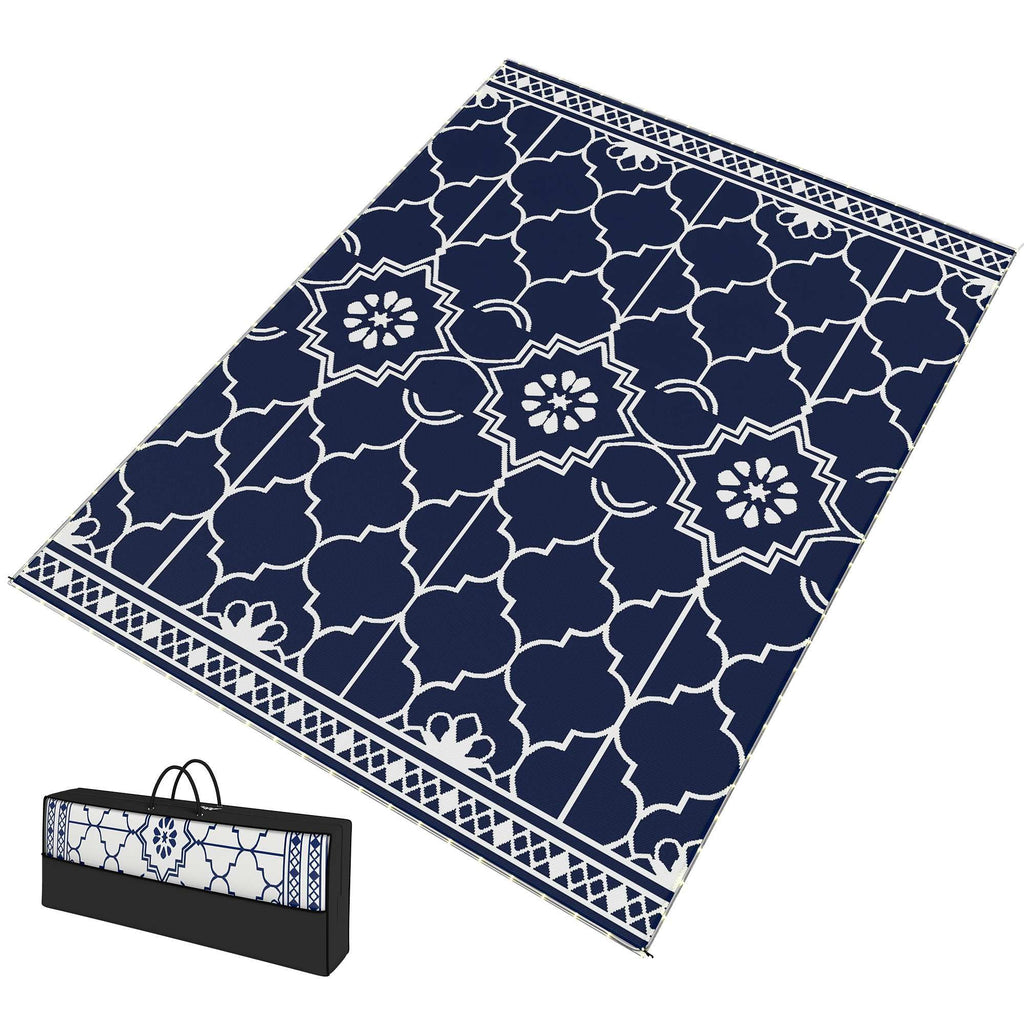Reversible Lantern Outdoor Rug with String Lights