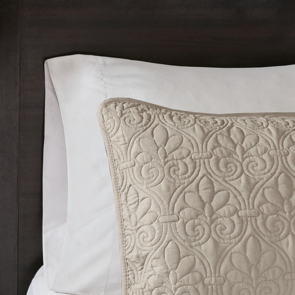 Khaki Reversible Quilt Set with Classic Stitching