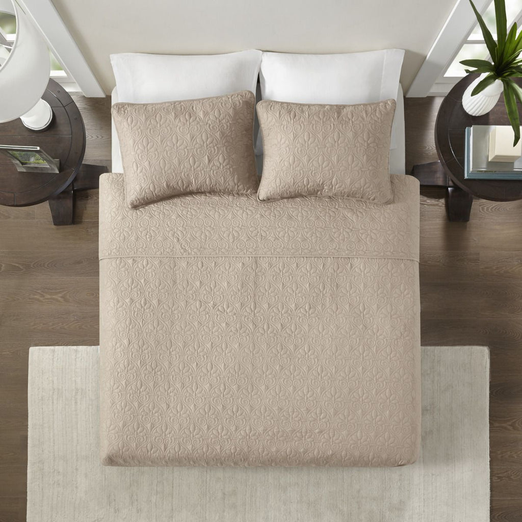 Khaki Reversible Quilt Set with Classic Stitching