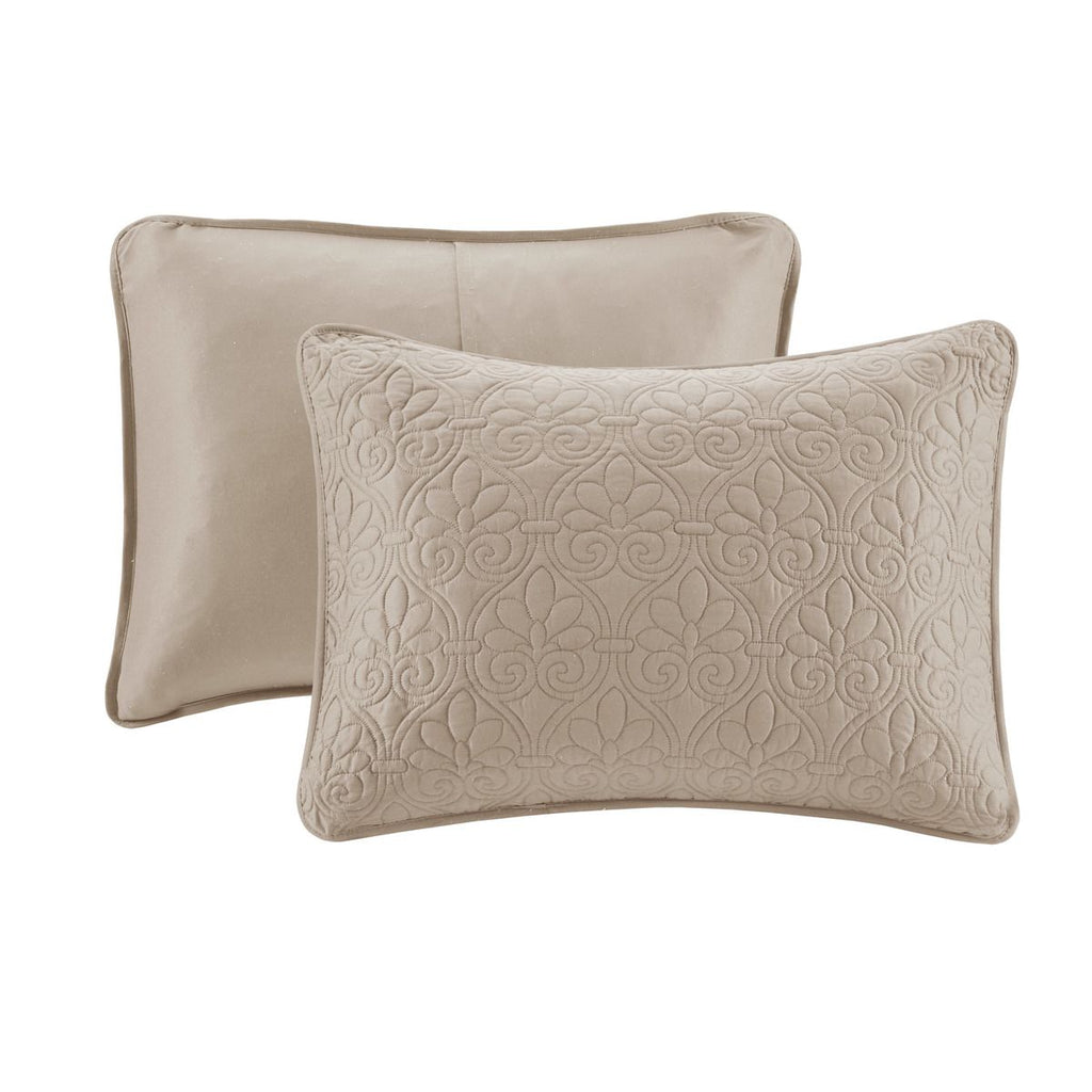 Khaki Reversible Quilt Set with Classic Stitching