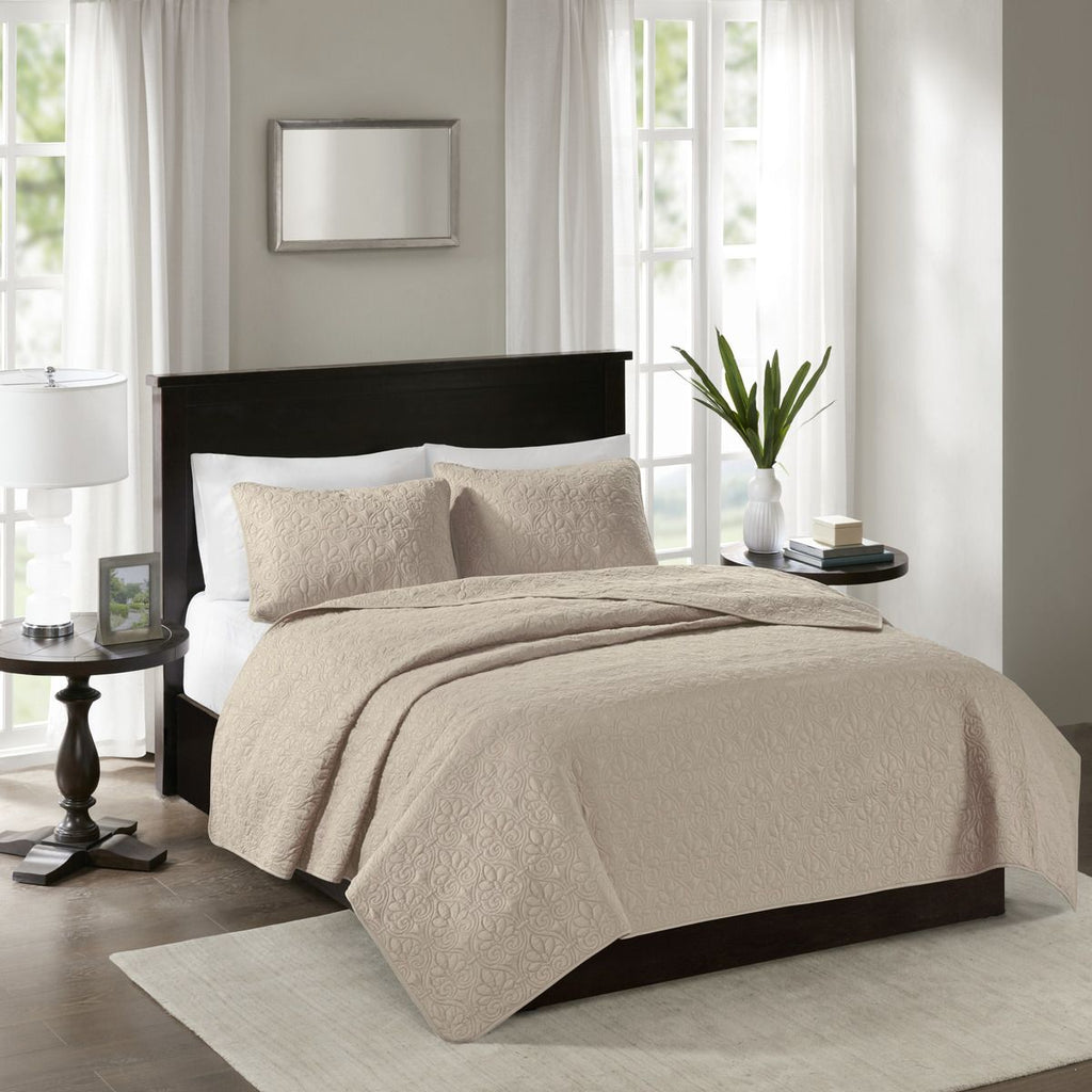 Khaki Reversible Quilt Set with Classic Stitching