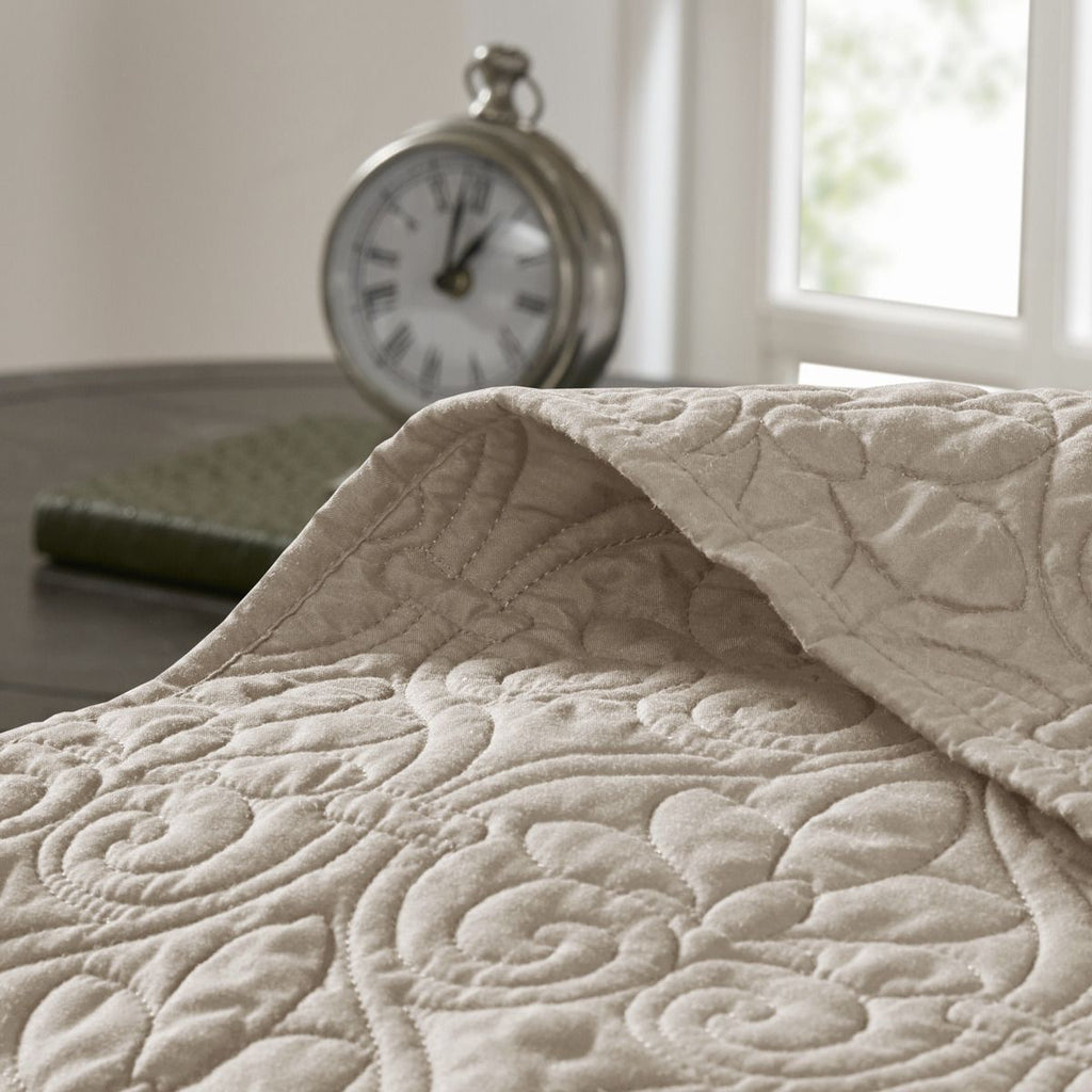 Khaki Reversible Quilt Set with Classic Stitching