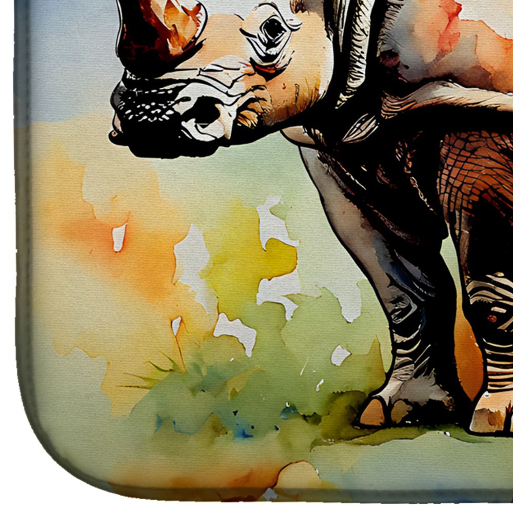 Rhinoceros Artwork Dish Drying Mat