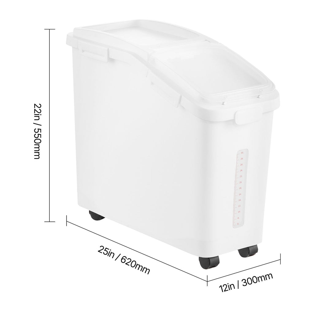 Rolling Rice and Dry Food Bin with Sealed Storage