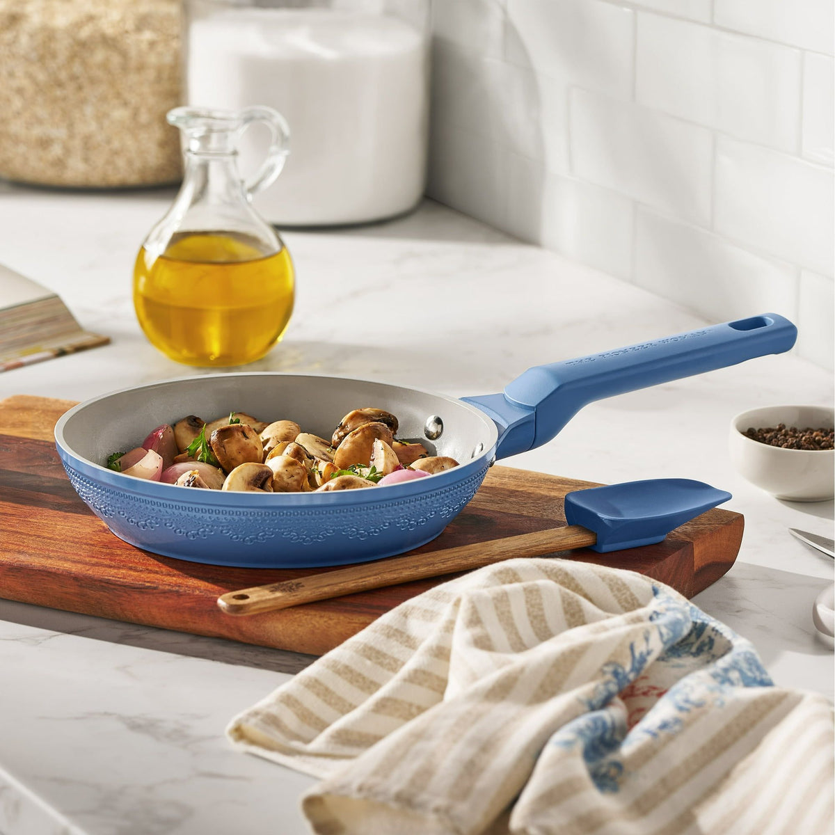 Riverside Blue Embossed Frying Pan with Spatula