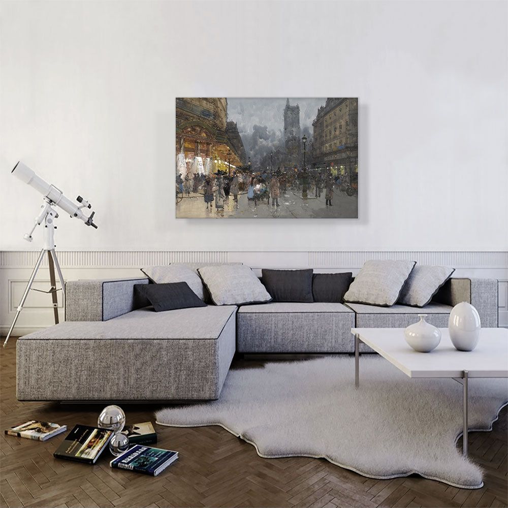 Rivoli Street With Saint-Jacques Tower Paris Canvas Art