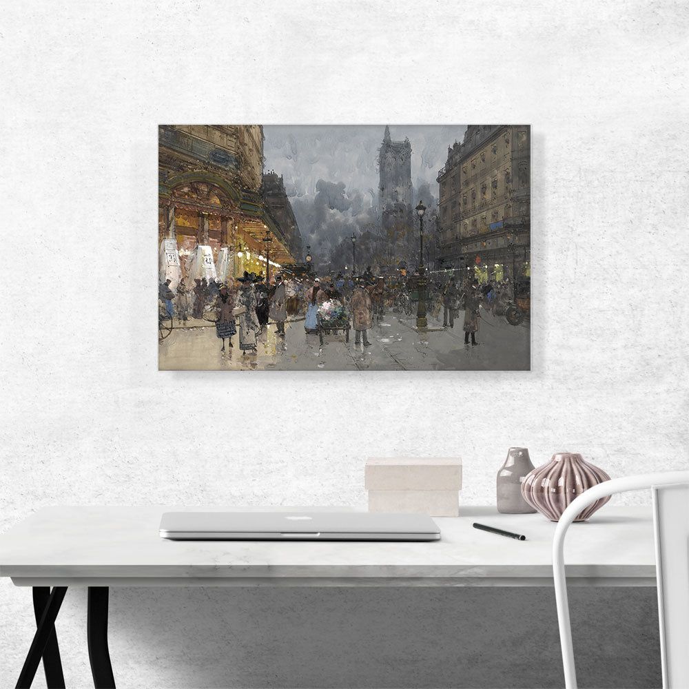 Rivoli Street With Saint-Jacques Tower Paris Canvas Art