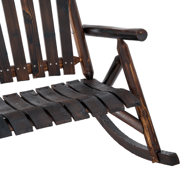 Traditional Rustic Adirondack Rocking Chair with Wide Seat and Armrests