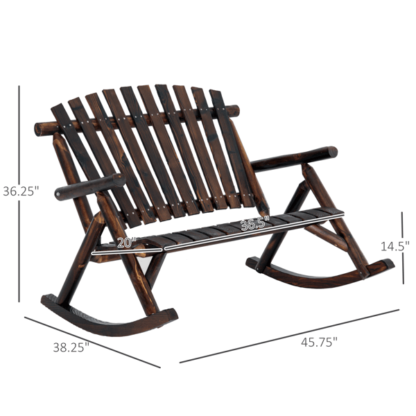 Traditional Rustic Adirondack Rocking Chair with Wide Seat and Armrests