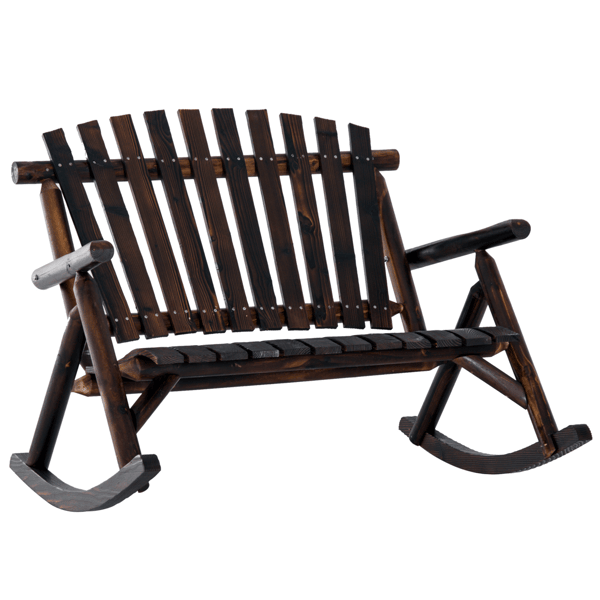 Traditional Rustic Adirondack Rocking Chair with Wide Seat and Armrests