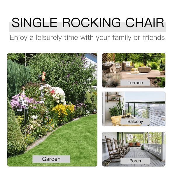 Traditional Rustic Adirondack Rocking Chair with Wide Seat and Armrests
