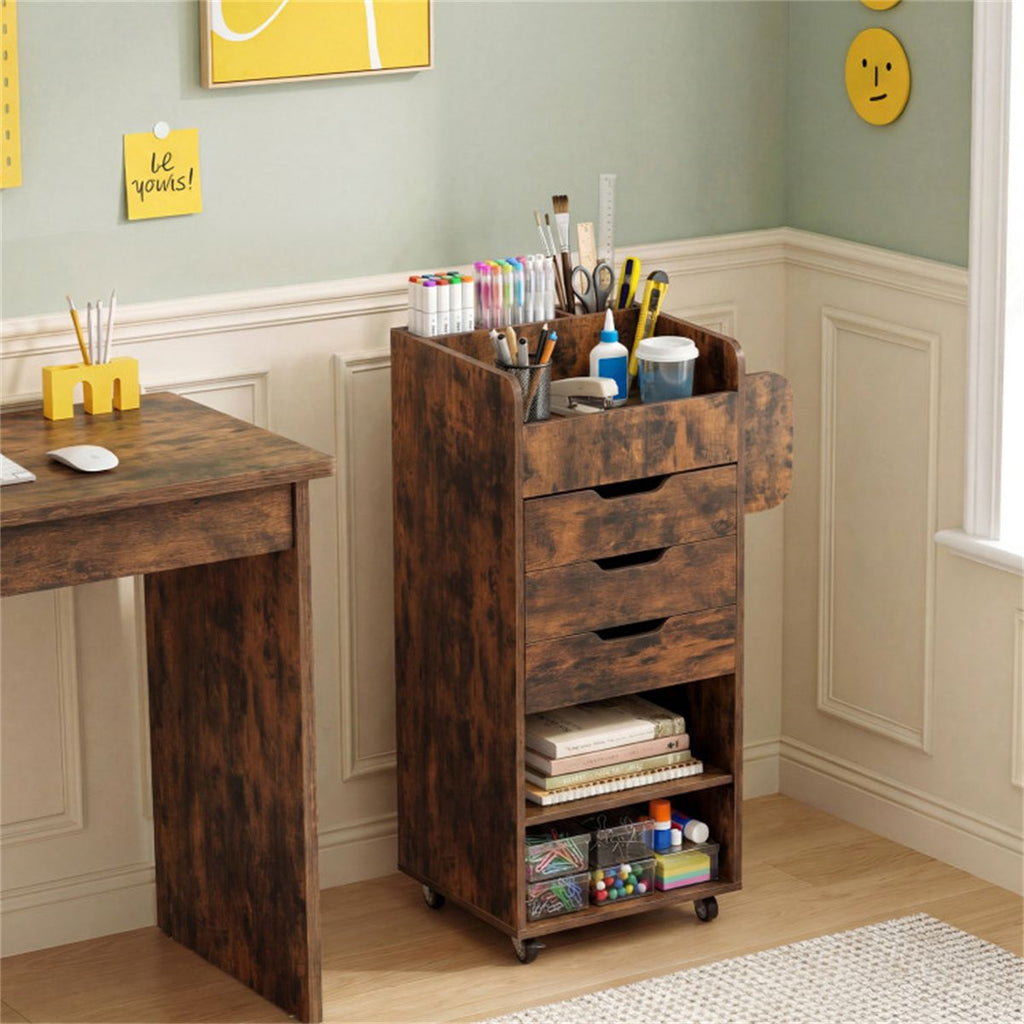 Rolling Craft Cart with Drawers and Adjustable Shelves