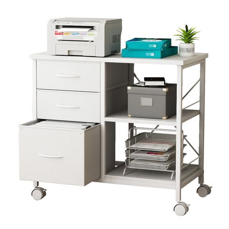 Mobile Three-Drawer File Cabinet and Printer Stand