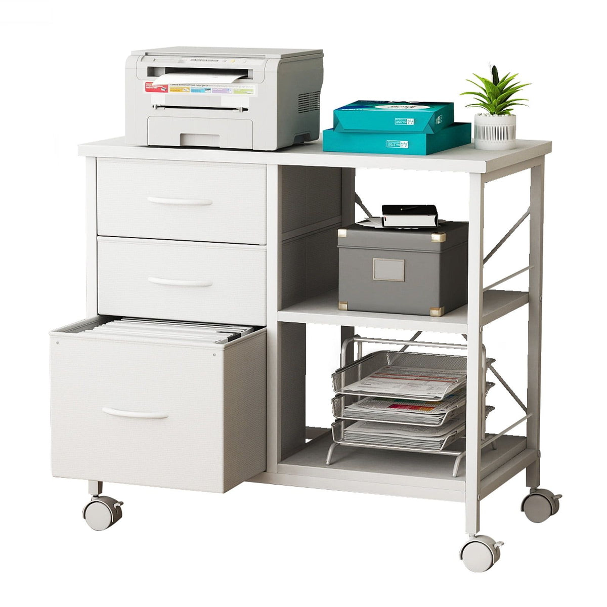 Mobile Three-Drawer File Cabinet and Printer Stand