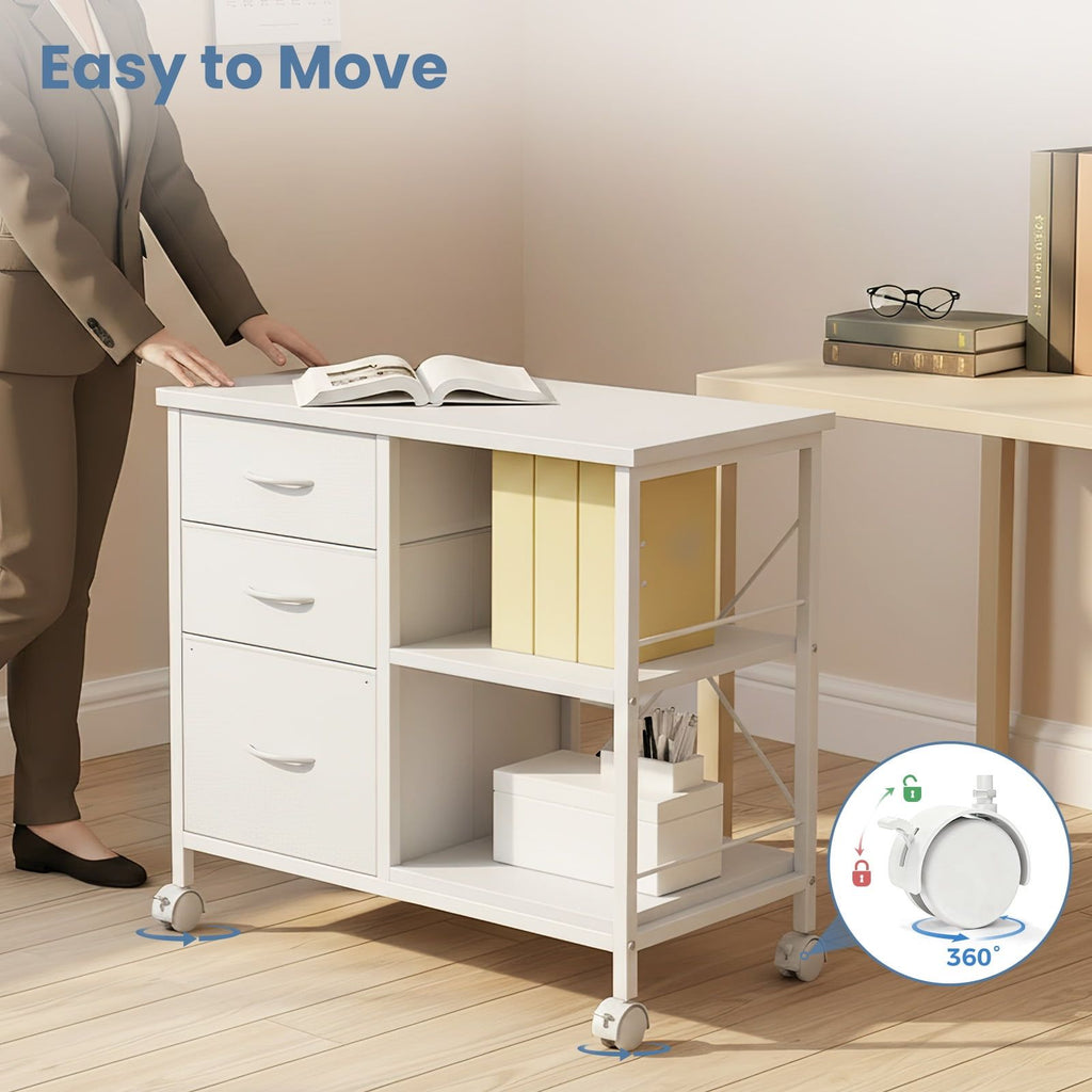 Mobile Three-Drawer File Cabinet and Printer Stand