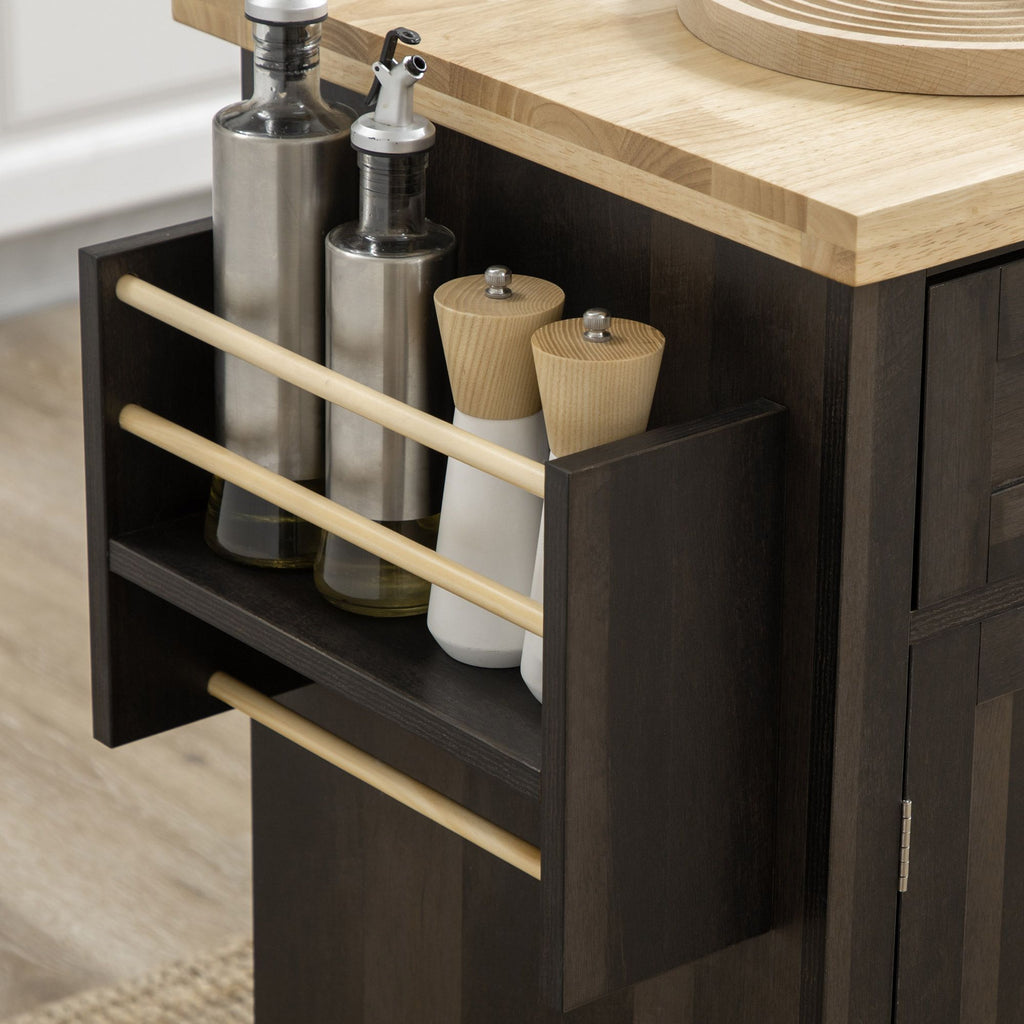 Space-Saving Rolling Kitchen Cart with Drawers and Spice Rack