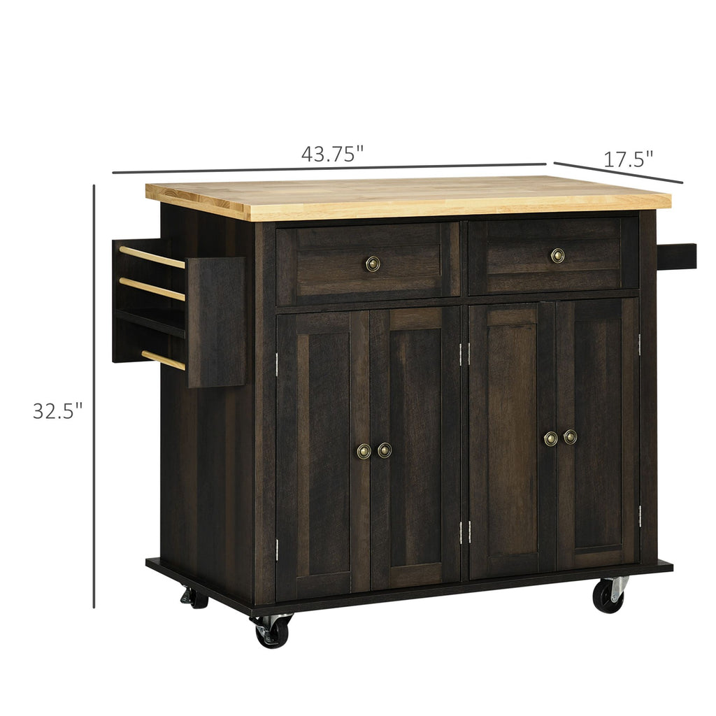 Space-Saving Rolling Kitchen Cart with Drawers and Spice Rack