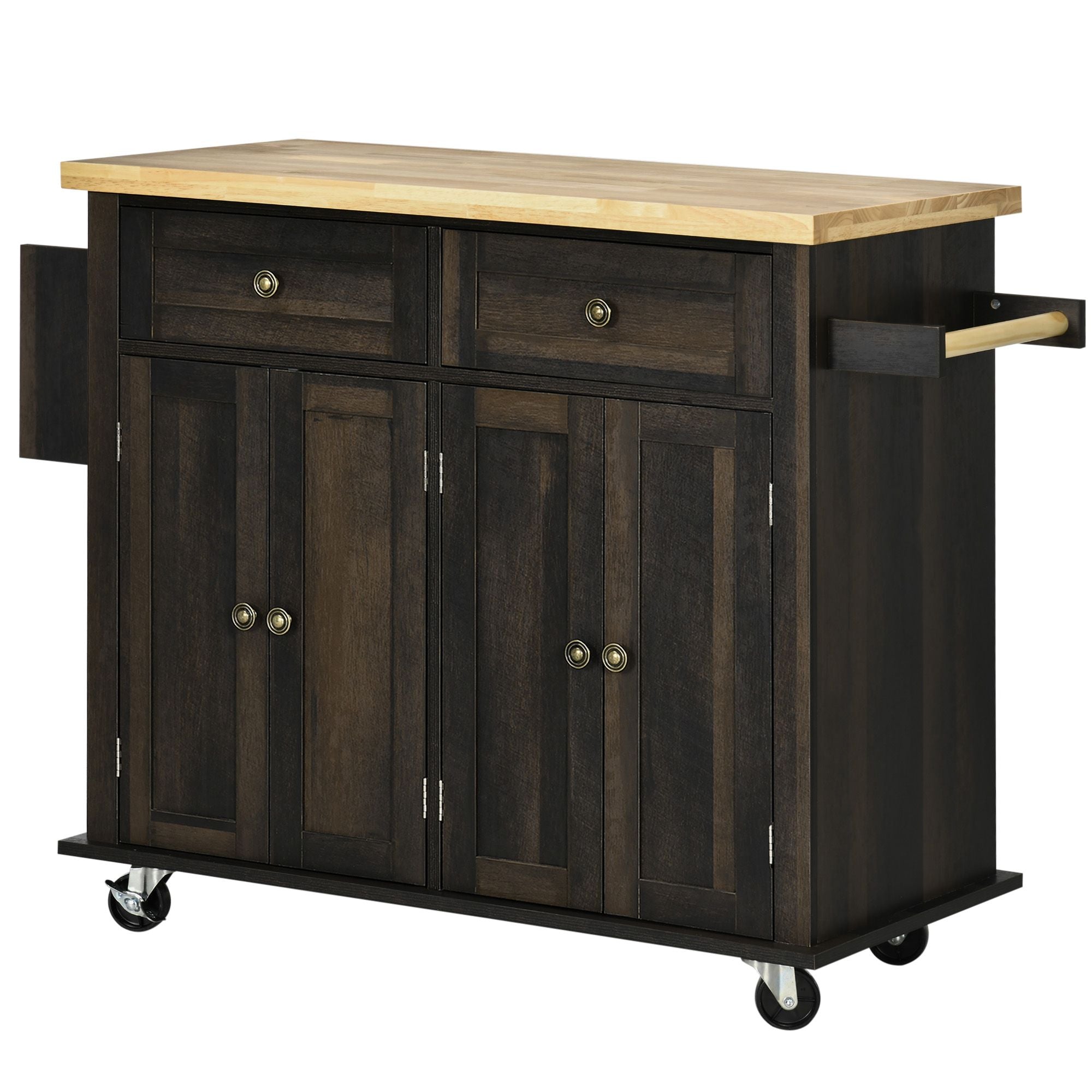 Space-Saving Rolling Kitchen Cart with Drawers and Spice Rack