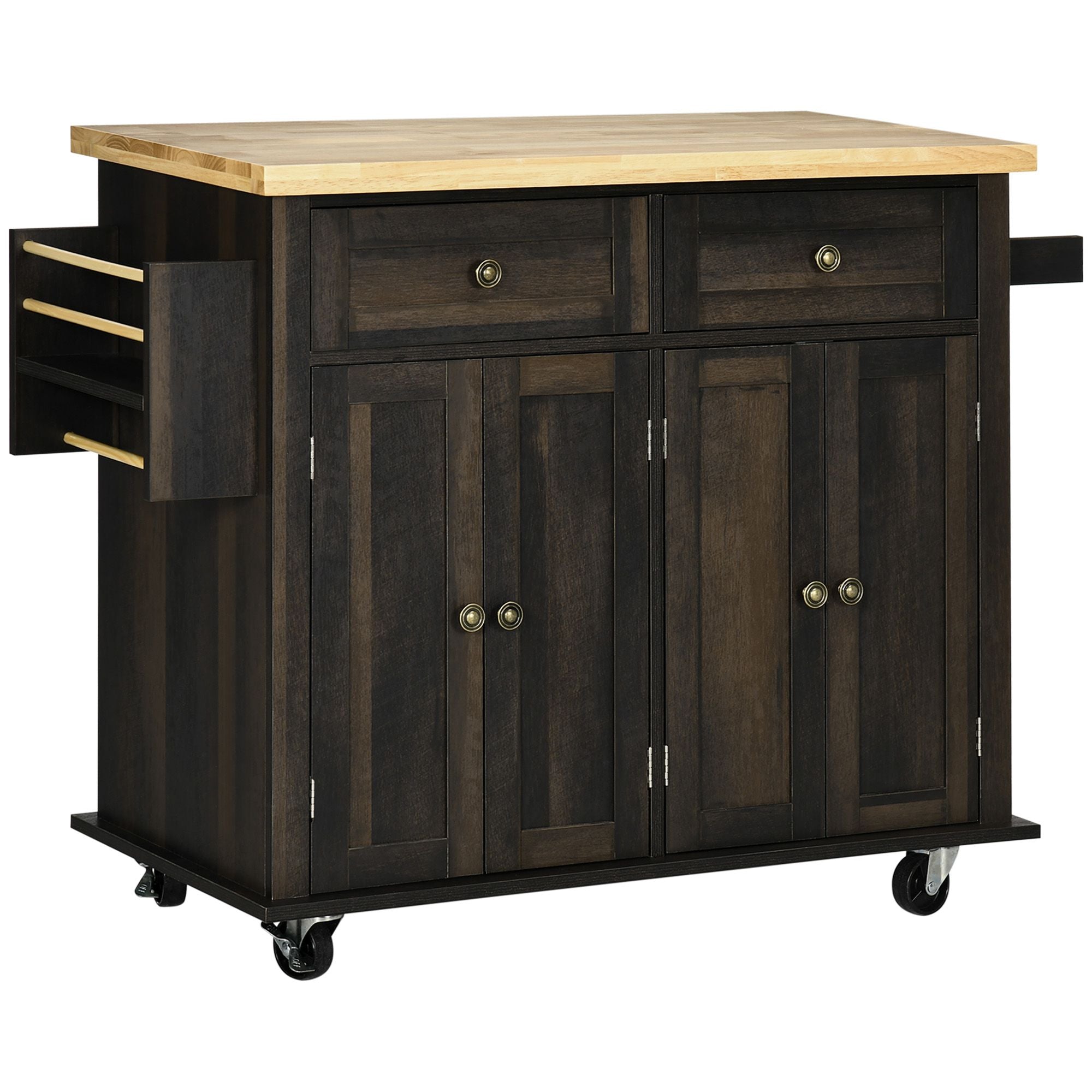 Space-Saving Rolling Kitchen Cart with Drawers and Spice Rack
