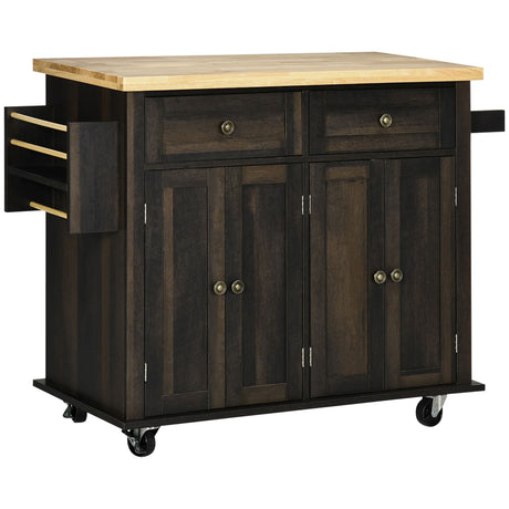 Space-Saving Rolling Kitchen Cart with Drawers and Spice Rack