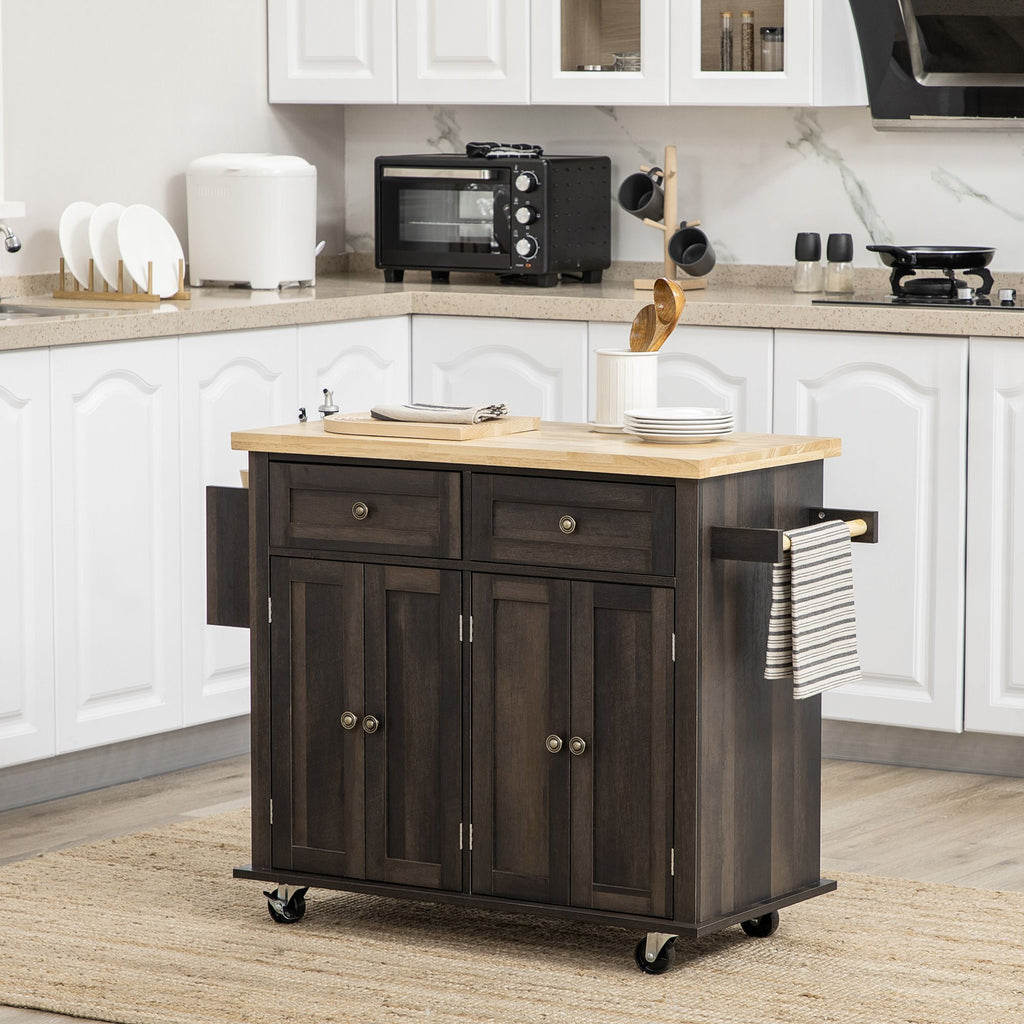 Space-Saving Rolling Kitchen Cart with Drawers and Spice Rack