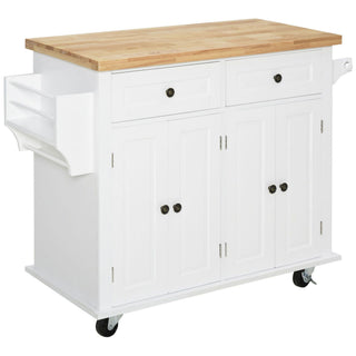Rolling Kitchen Cart with Spice Rack and Adjustable Shelves