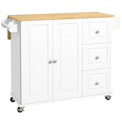 Rolling Kitchen Island Cart with Drop Leaf, Drawers, and Storage Cabinet