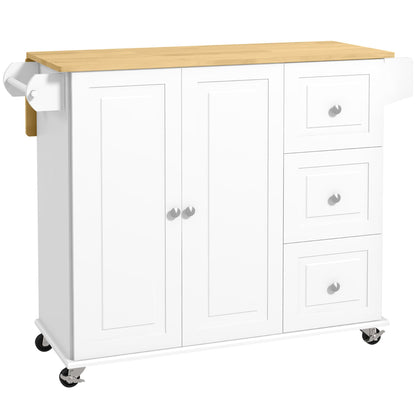 Rolling Kitchen Island Cart with Drop Leaf, Drawers, and Storage Cabinet