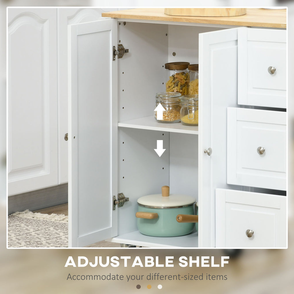 Rolling Kitchen Island Cart with Drop Leaf, Drawers, and Storage Cabinet