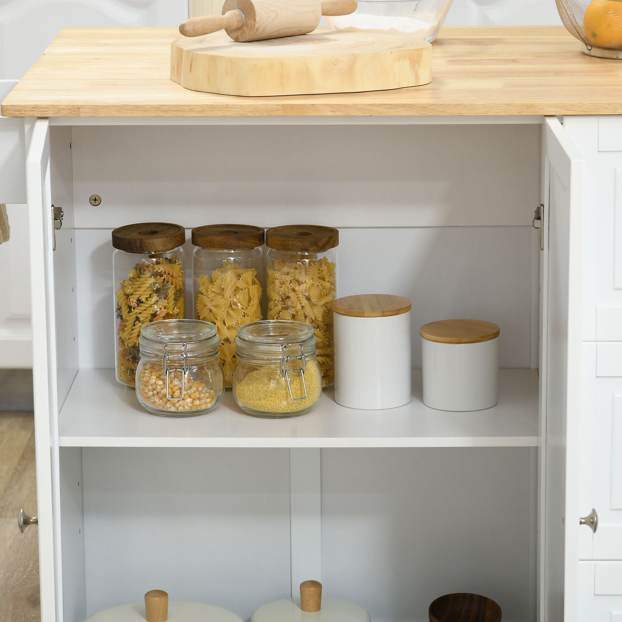 Rolling Kitchen Island Cart with Drop Leaf, Drawers, and Storage Cabinet