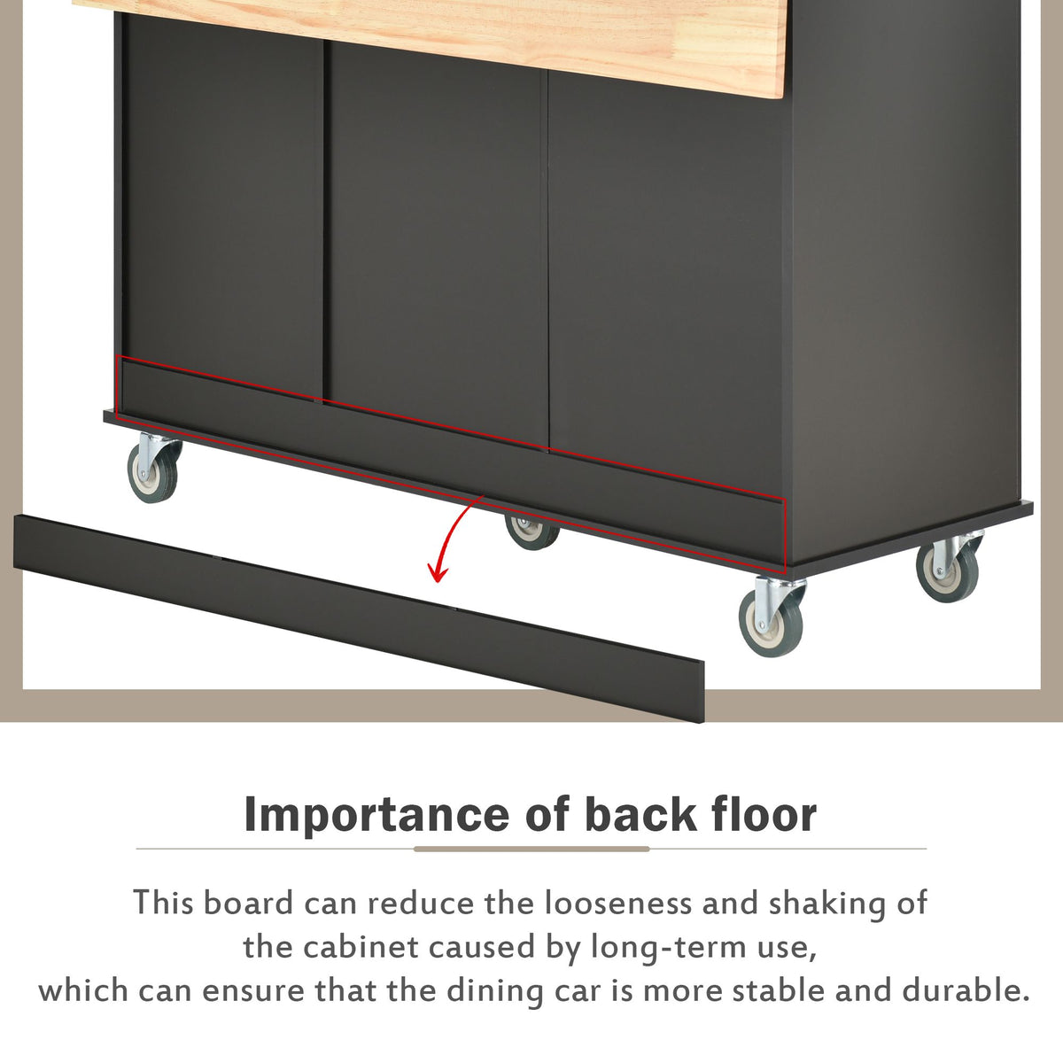 Rolling Kitchen Island with Solid Wood Top and Drop Leaf Breakfast Bar
