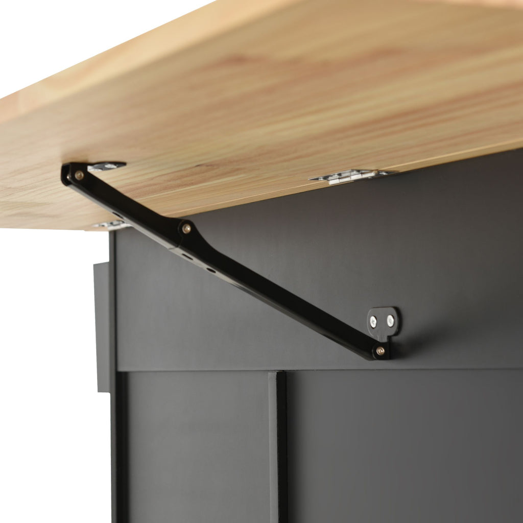 Rolling Kitchen Island with Solid Wood Top and Drop Leaf Breakfast Bar
