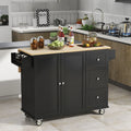 Rolling Kitchen Island with Solid Wood Top and Drop Leaf Breakfast Bar
