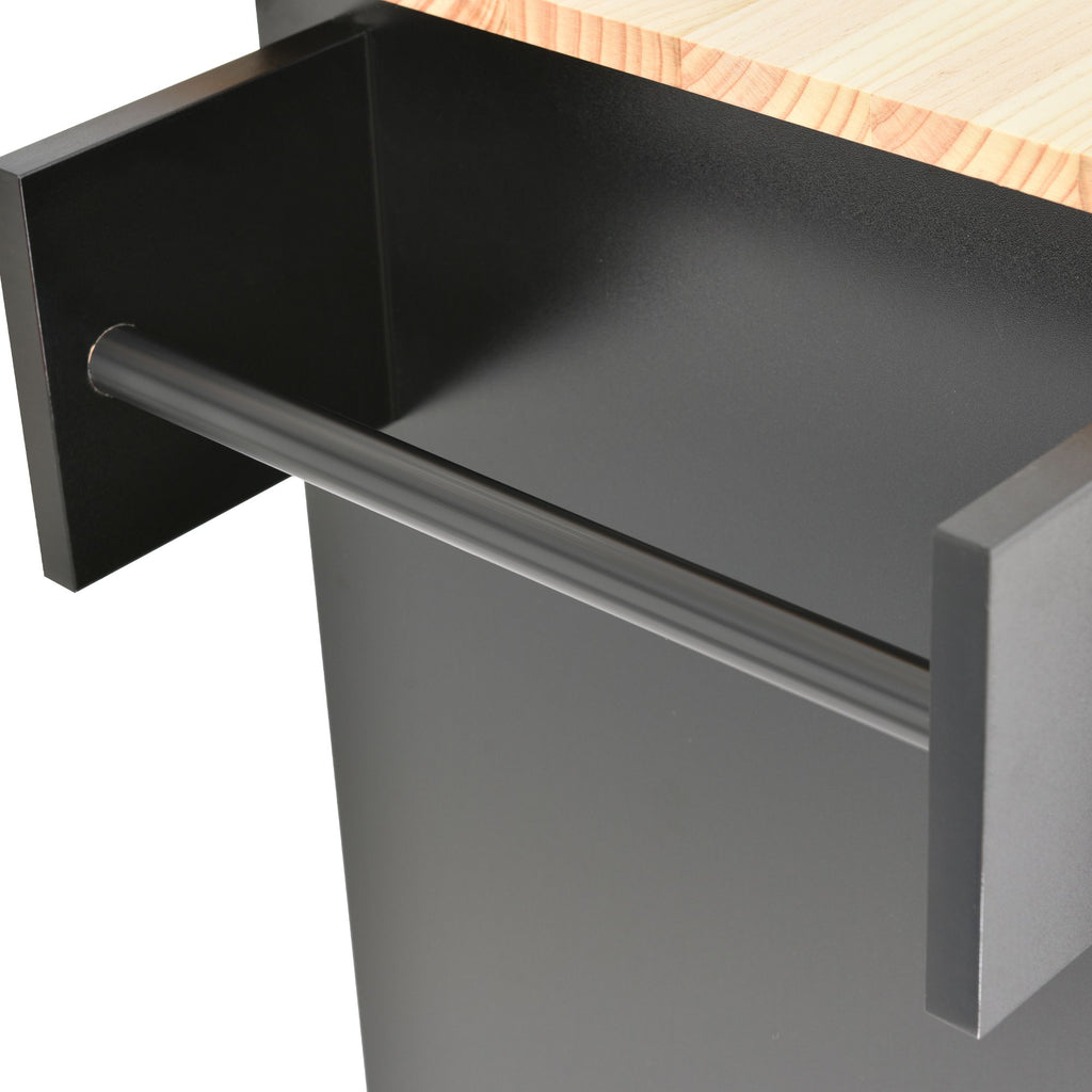 Rolling Kitchen Island with Solid Wood Top and Drop Leaf Breakfast Bar