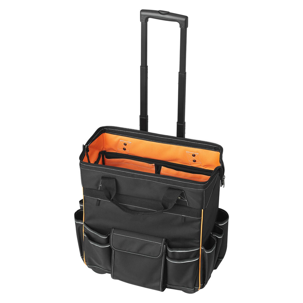 practical Rolling Tool Bag with 25 Pockets and Smooth Mobility