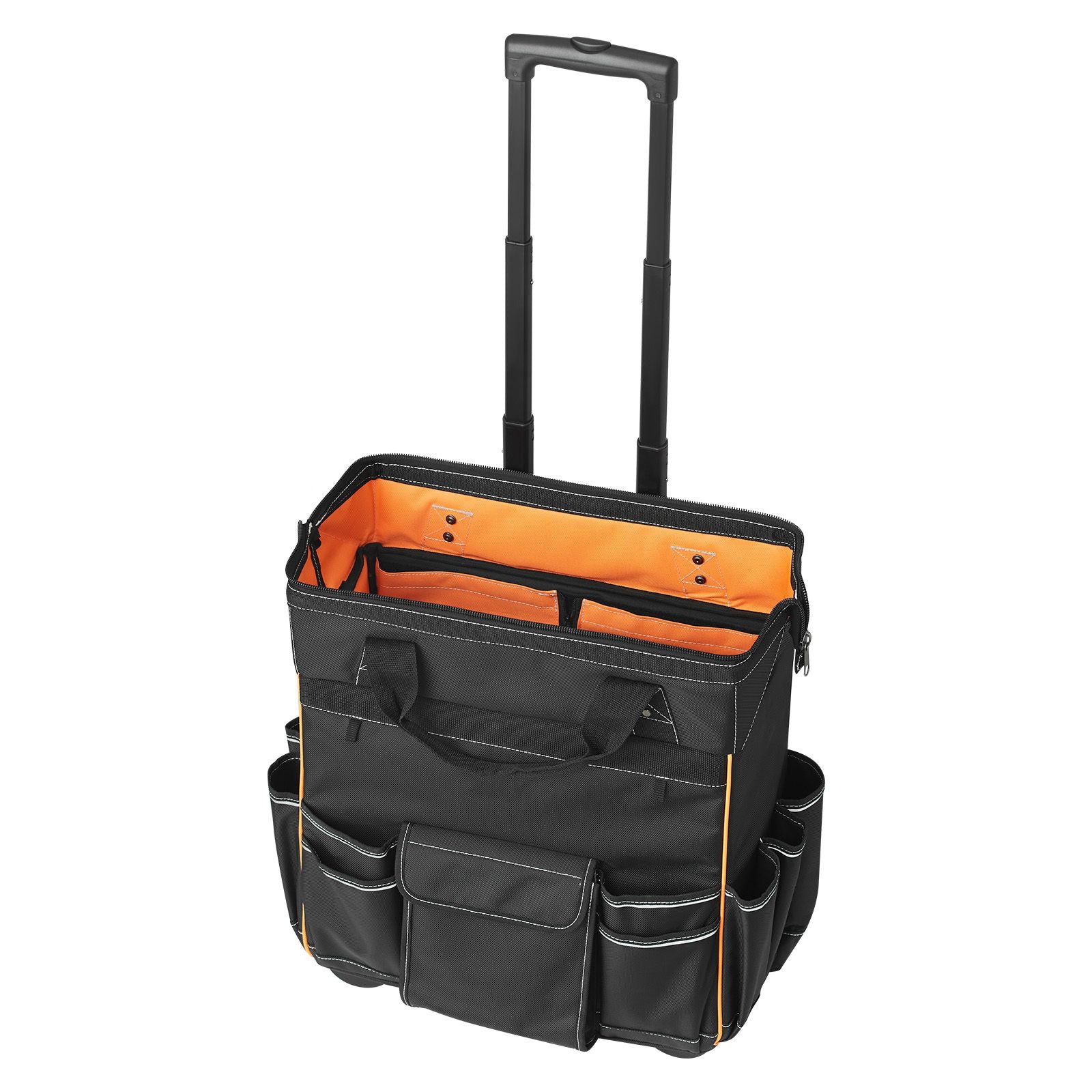 practical Rolling Tool Bag with 25 Pockets and Smooth Mobility